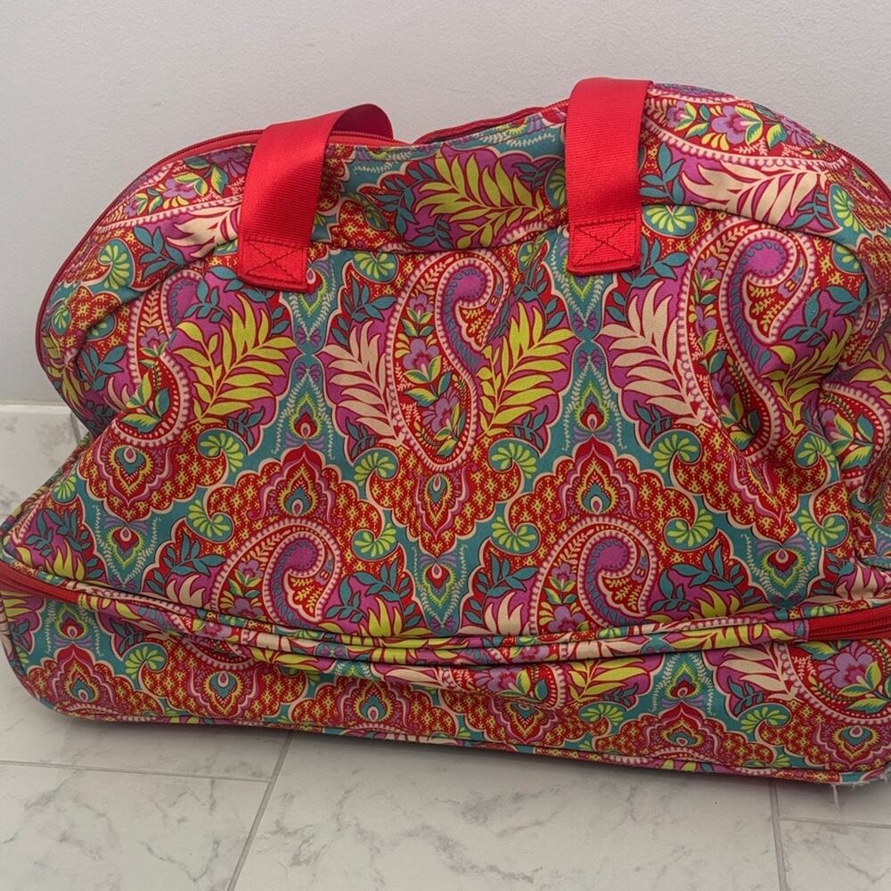 Vera Bradley Red Paisley Travel Bag with Multicolor Accents